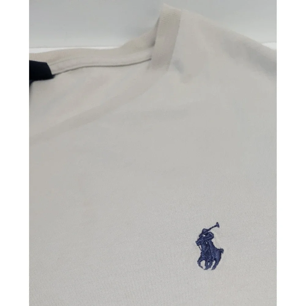 Polo Ralph Lauren XXL‎ Tan Beige V-Neck Short Sleeve Cotton T-Shirt Pony Logo